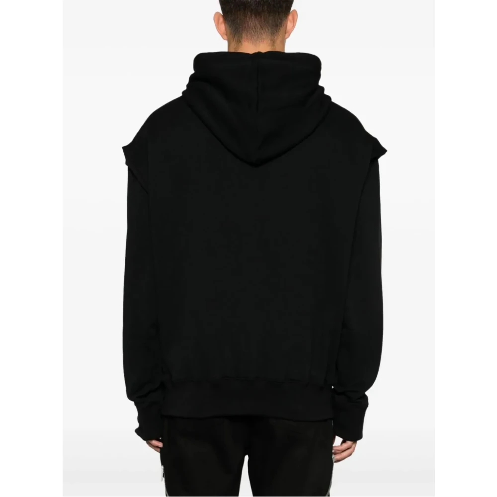 Heliot Emil Zwarte Outline Logo Hoodie Black Heren