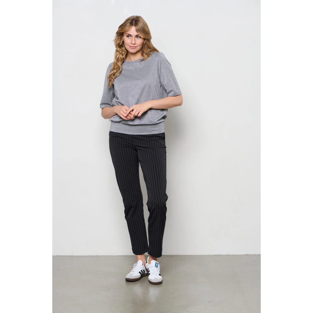 &Co Woman Pin-Stripe Cigarette Broek Black Dames
