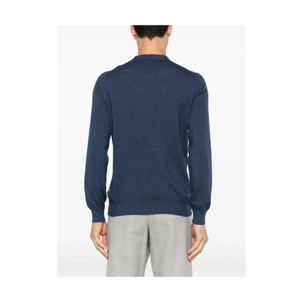 La Fileria Navy Blue Wollen Trui Blue Heren