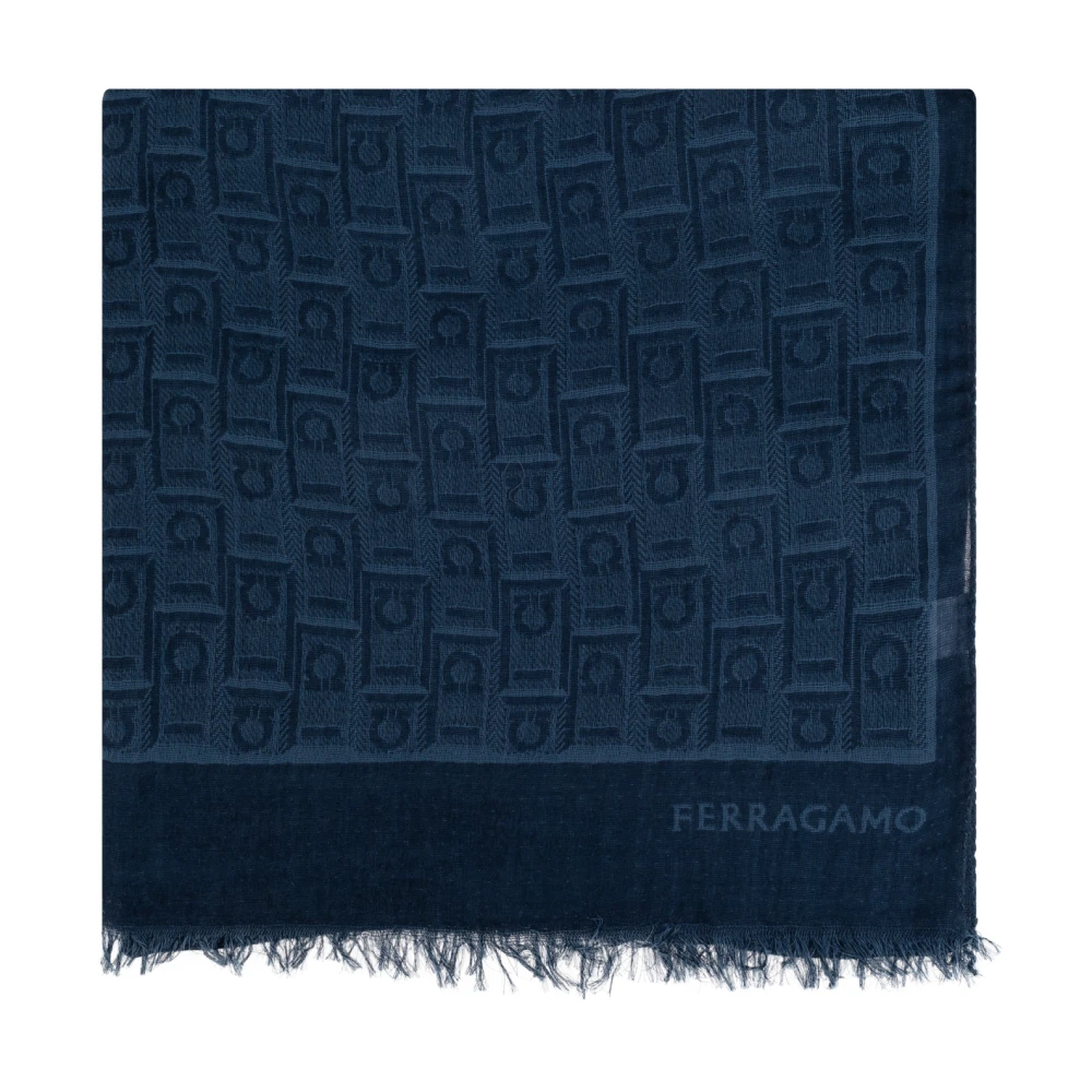Salvatore Ferragamo Sjaal met monogram Blue Heren