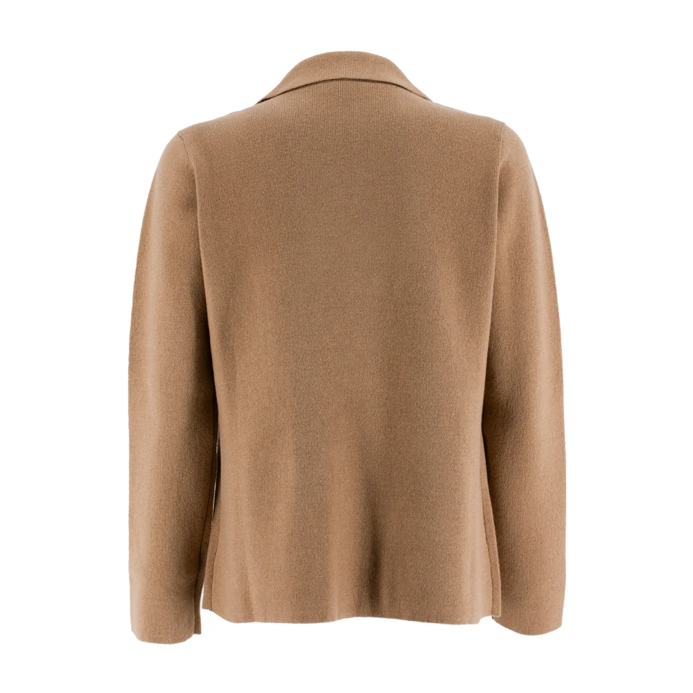 Le Tricot Perugia Elegante gebreide blazer met reverskraag Brown Dames