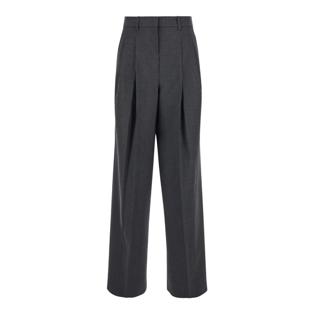 Theory Hoge Taille Grijze Broek Stretch Wol Gray Dames