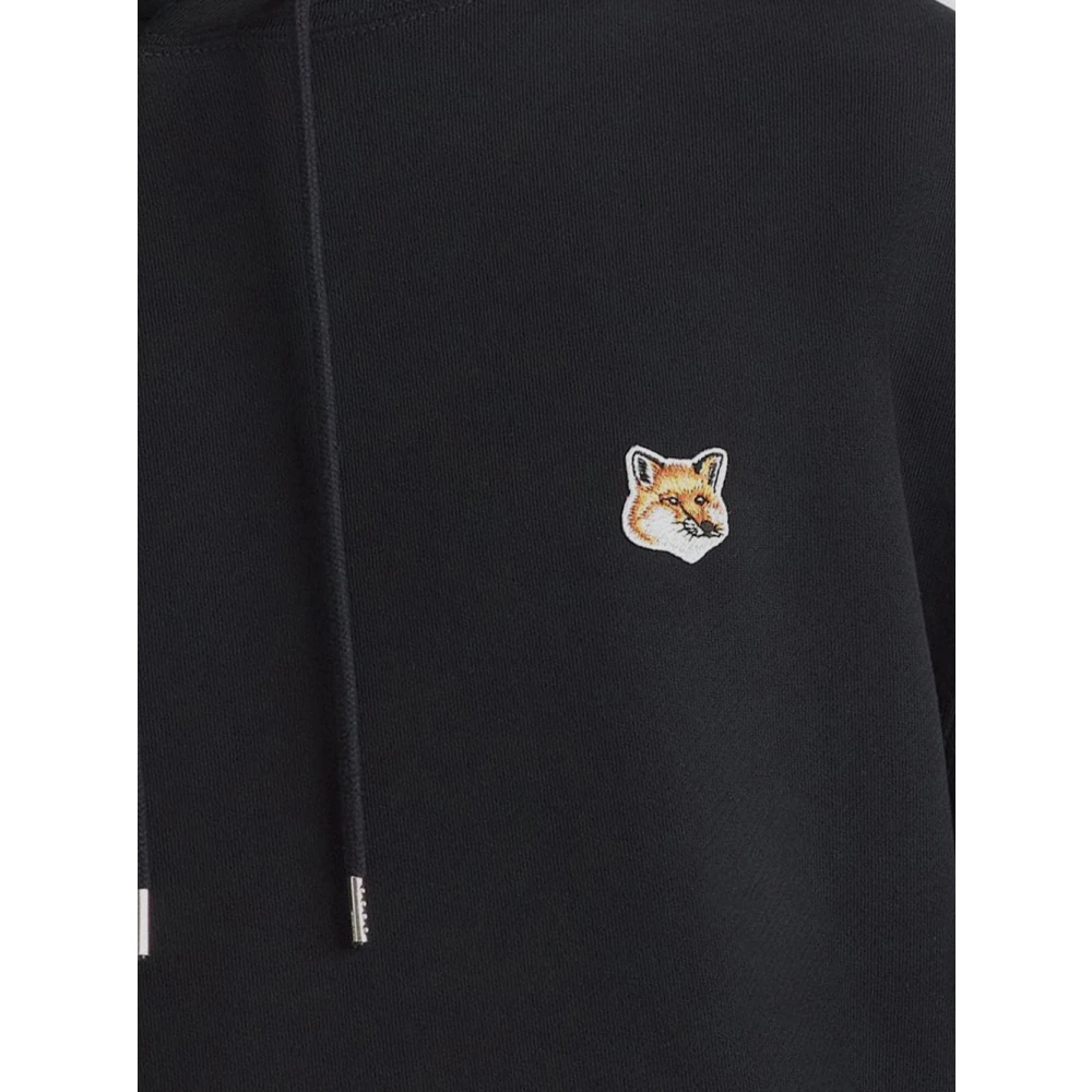 Maison Kitsuné Vos Katoenen Hoodie Sweatshirt Black Heren