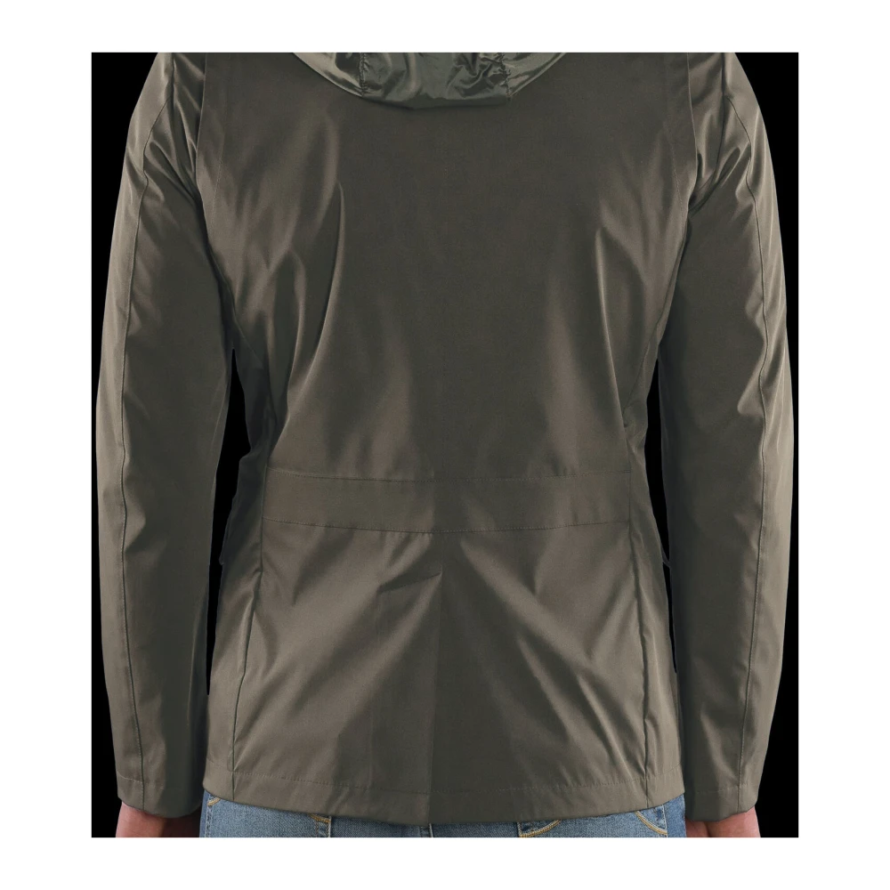 Moorer Afneembare Hooded Satijnen Jas Blue Heren