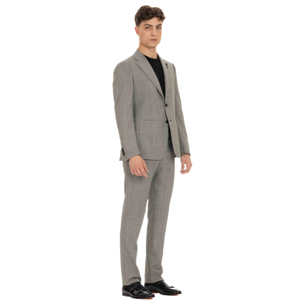 Lardini Grijze Wol Prins van Wales Jurk Gray Heren
