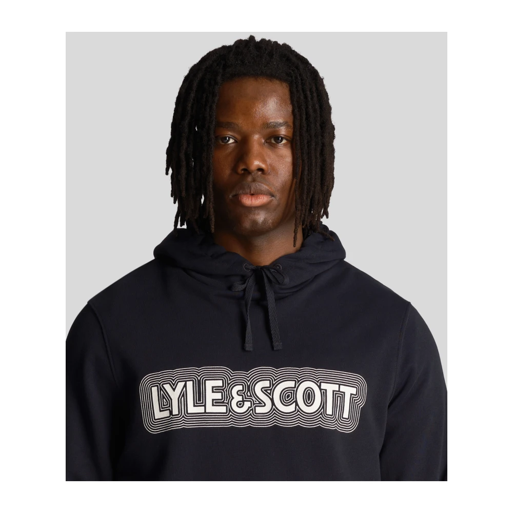 Lyle & Scott Vibrations Print Hoodie Blue Heren