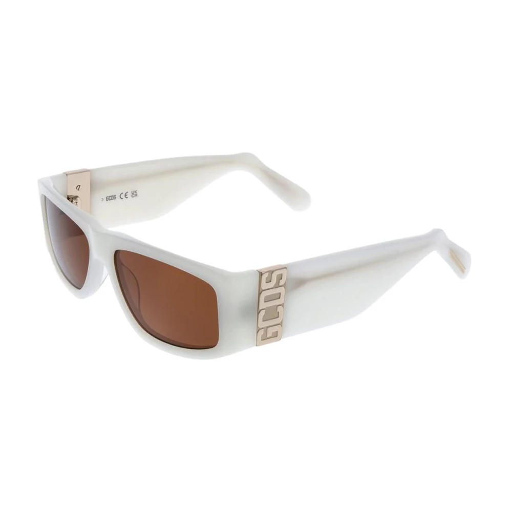 Gcds Unisex White Rectangle Sunglasses With Brown Lenses - Sunglasses - One Size- Accessories