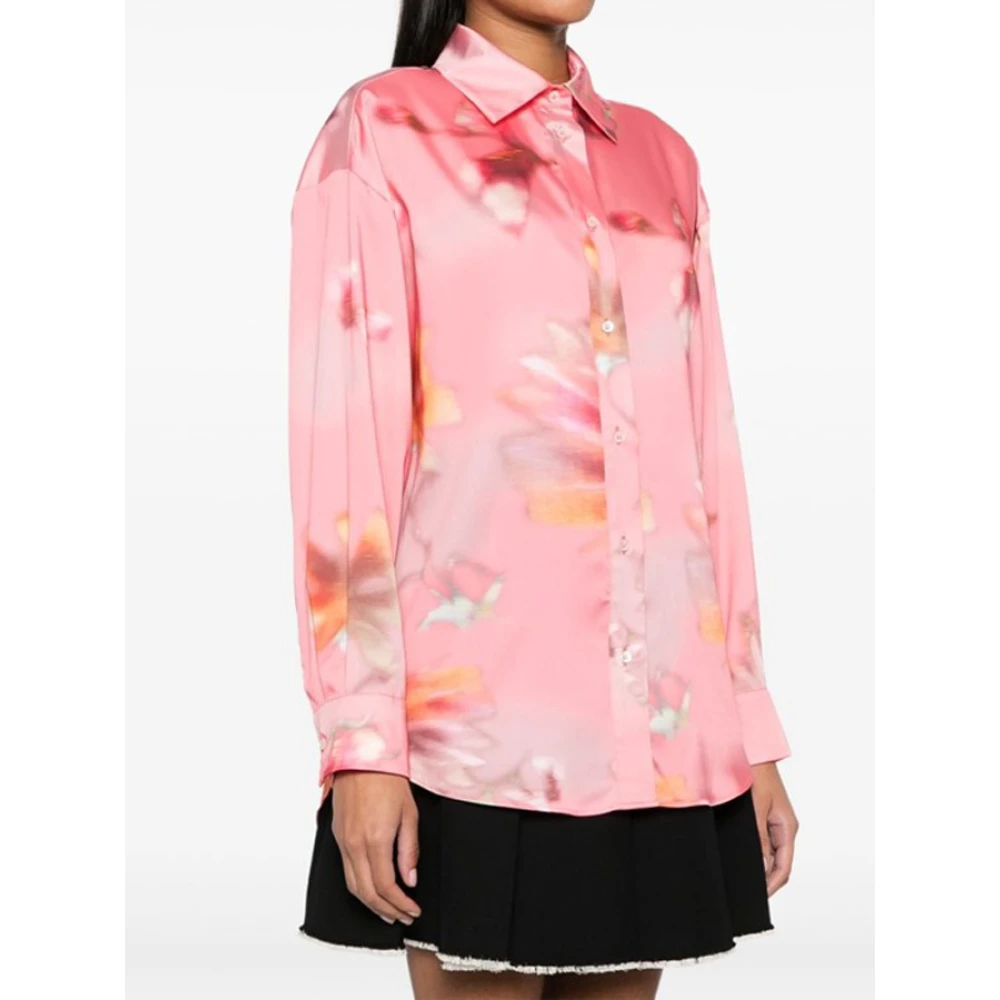 Msgm Roze Abstract Print Overhemd Pink Dames