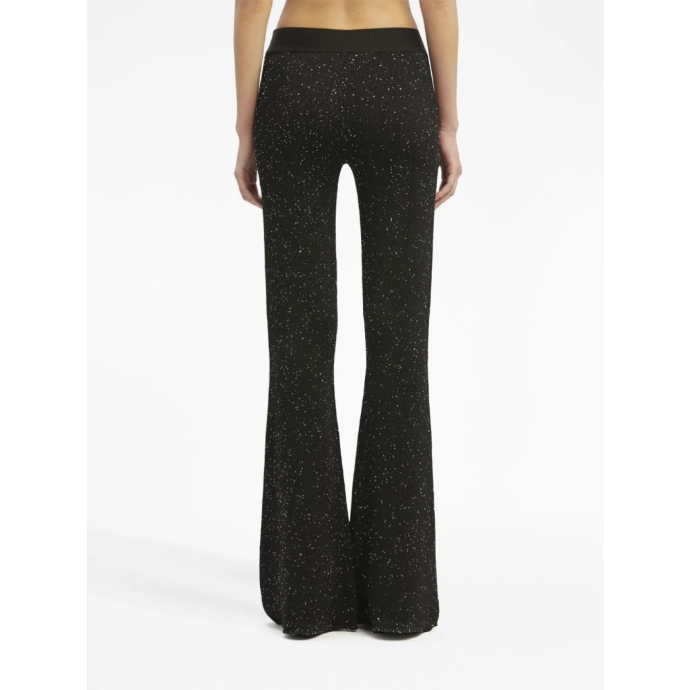 Palm Angels Zwarte Gebreide Broek met All Over Pailletten Black Dames