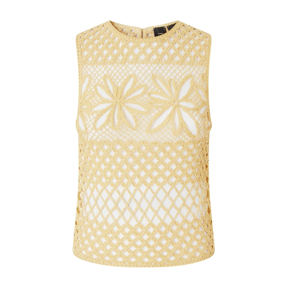Pinko Women's Yellow Sleeveless Tops, Xs, Top For