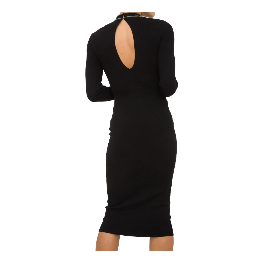 Nenette Zwarte Serpentine Strass Knoop Top Black Dames