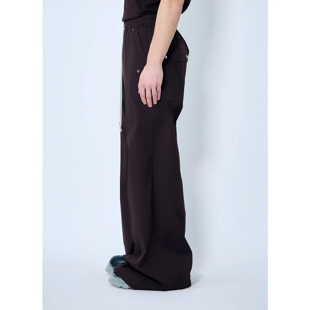 Rick Owens Stretch Wide Bela Broek met Zakken Brown Heren