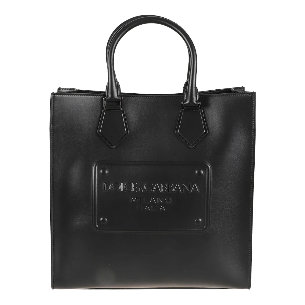 Dolce & Gabbana Svart Shopping Vit.Liscio Embo Väska Black, Herr