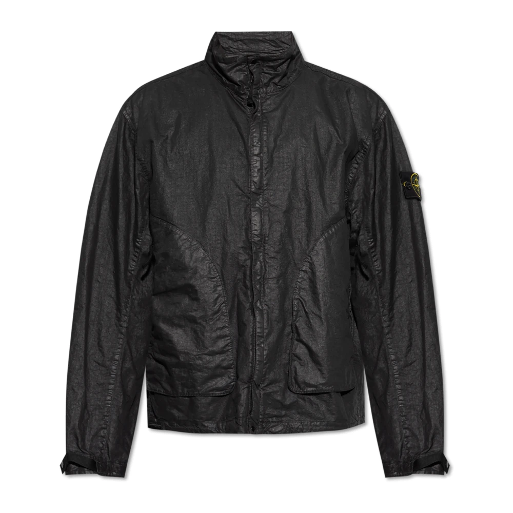 Stone Island Black Light Jackets, Male, L, Look Nylon Panama-Tc Jacket