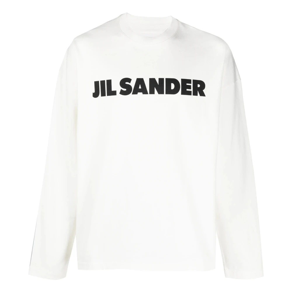 Jil Sander Witte Katoenen Logosweatshirt White