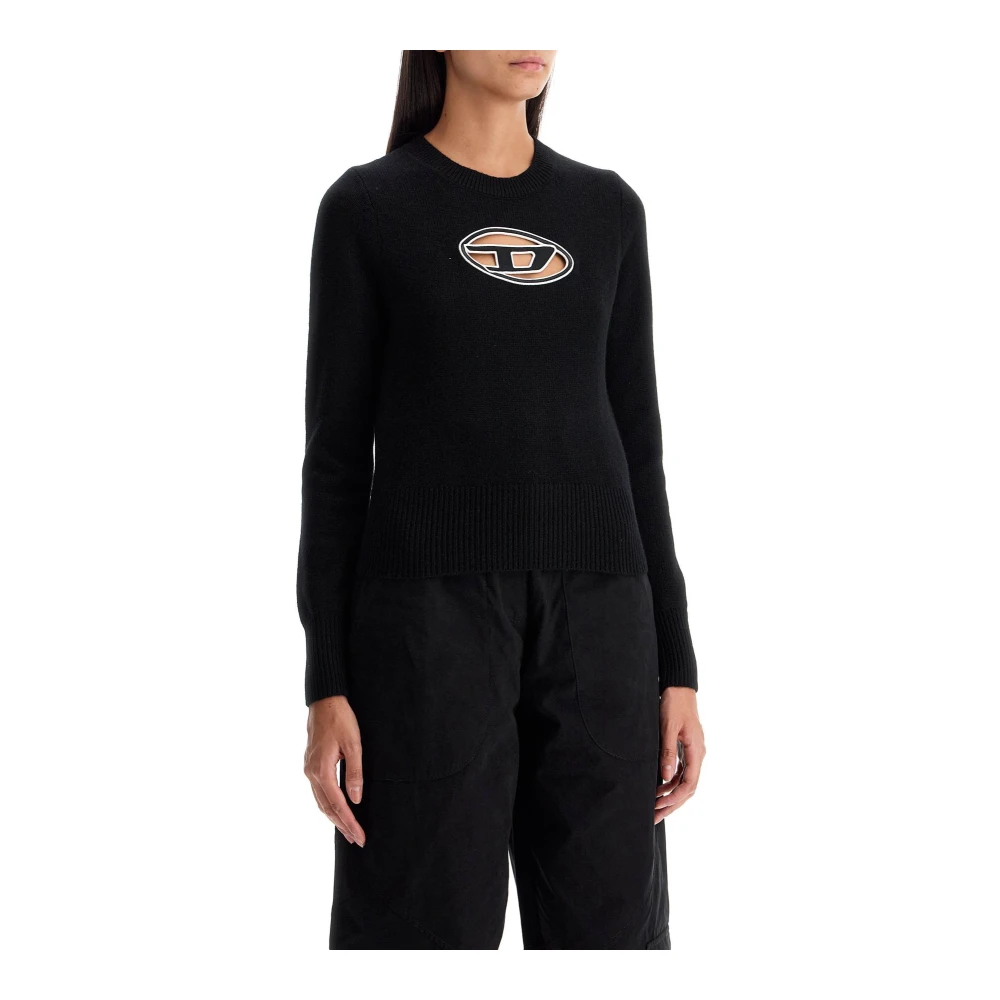 Diesel Wol Kasjmier Crew Neck Sweater Black Dames