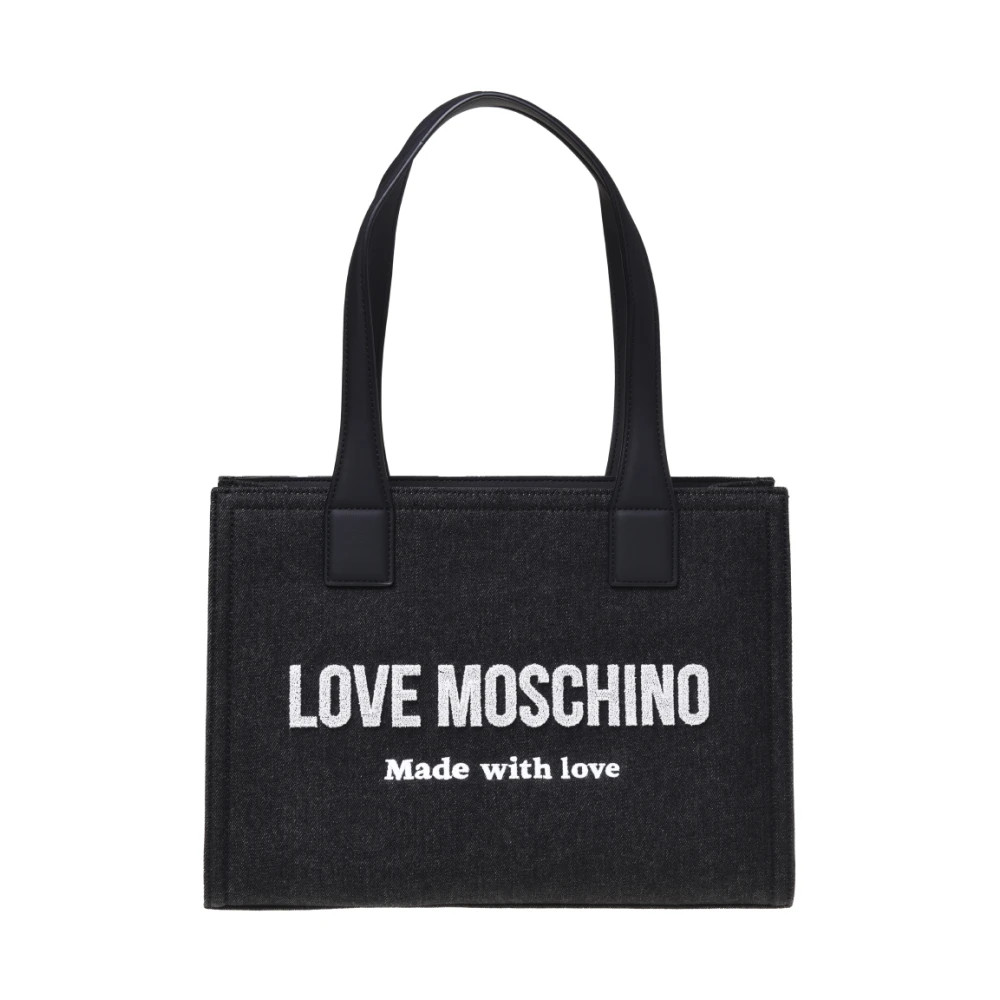 Love Moschino , Shopping Bags, Female, Black, One Size, Denim Tote Bag