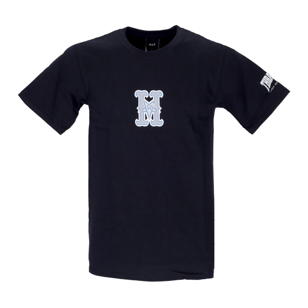 HUF Zwarte Heren Tee met Thrasher Print Black Heren