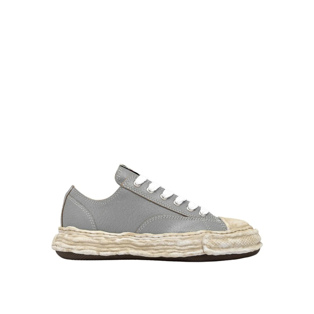 Mihara Yasuhiro Sneakers i sprickeffekt läder med flätade skosnören Gray, Herr