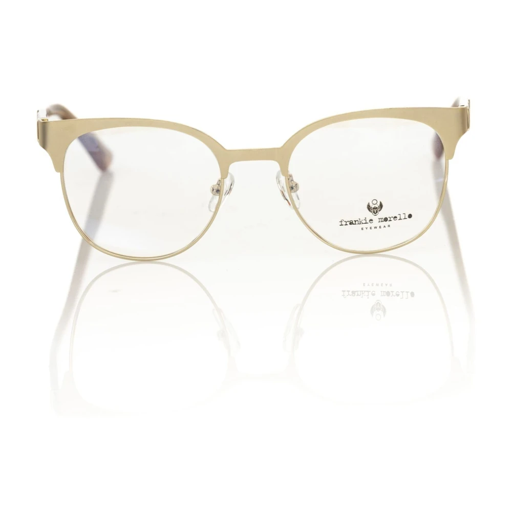Frankie Morello Gouden Clubmaster Brilmontuur met Geometrisch Patroon Yellow Unisex