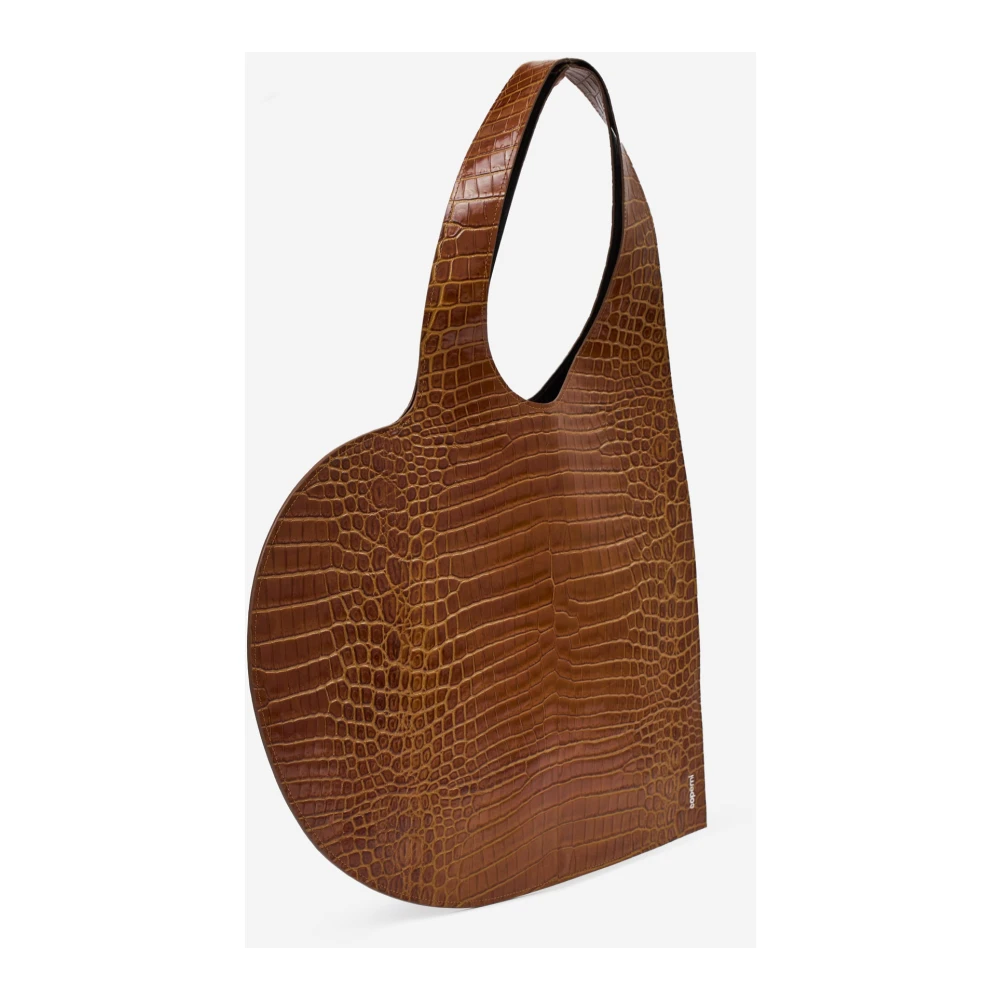 Coperni Croco Heart Bruin Leren Schoudertas Brown Dames