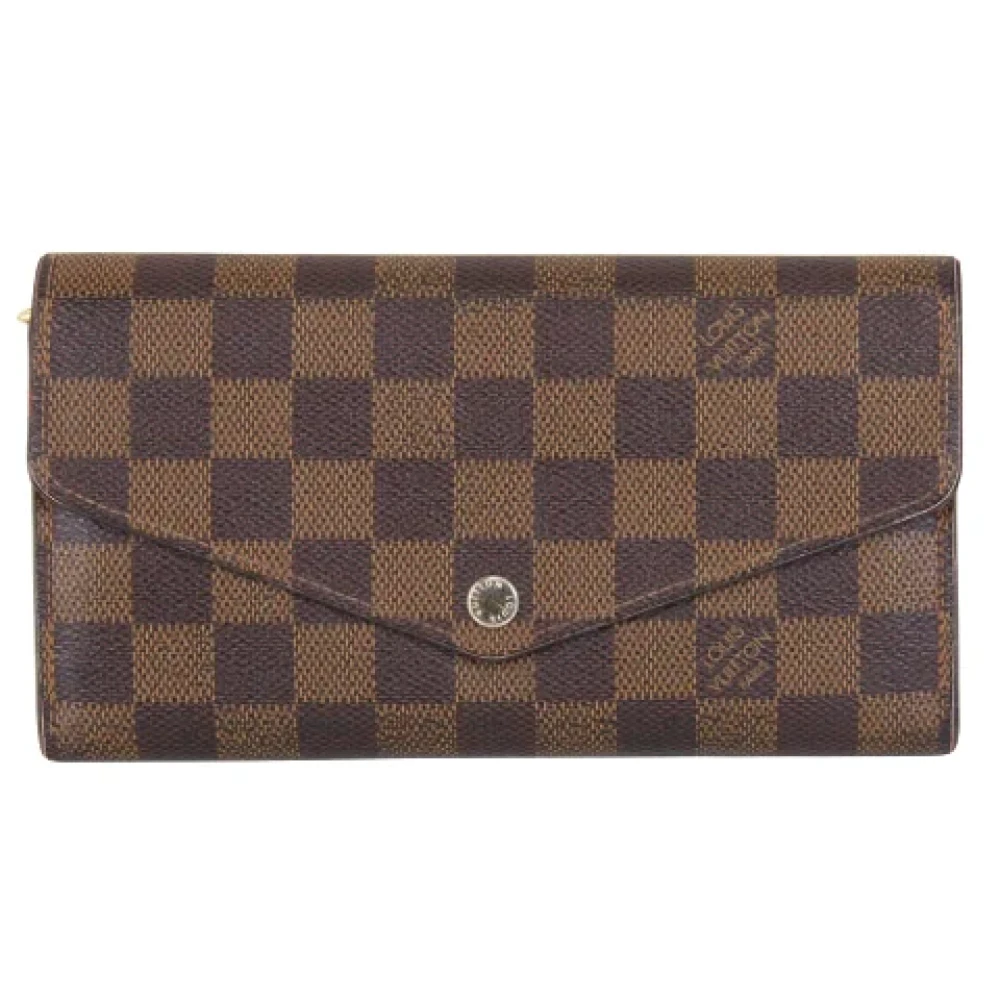 Pre-owned Brunt lerret Louis Vuitton lommebok