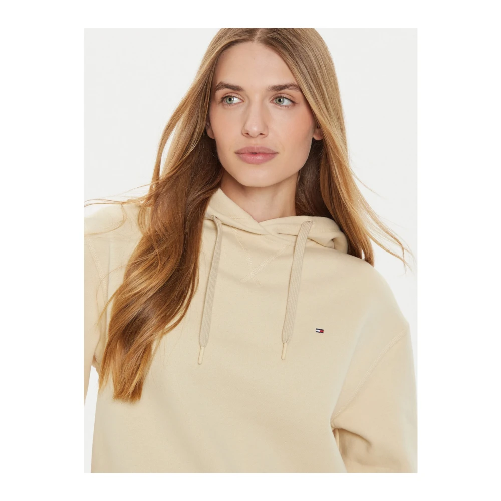 Tommy Hilfiger Logo Katoenen Hoodie Beige Dames