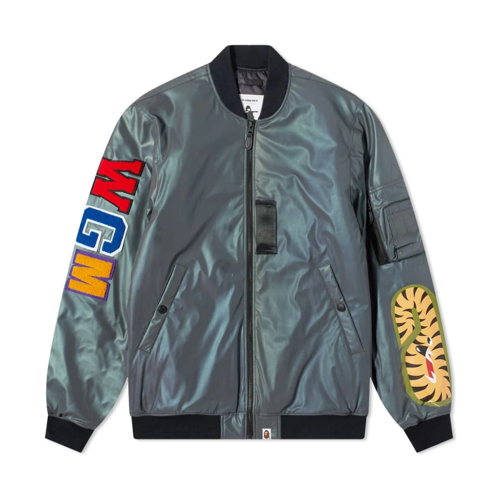 A Bathing APE Aurora Shark Bomberjack Zwart Logo Black Heren