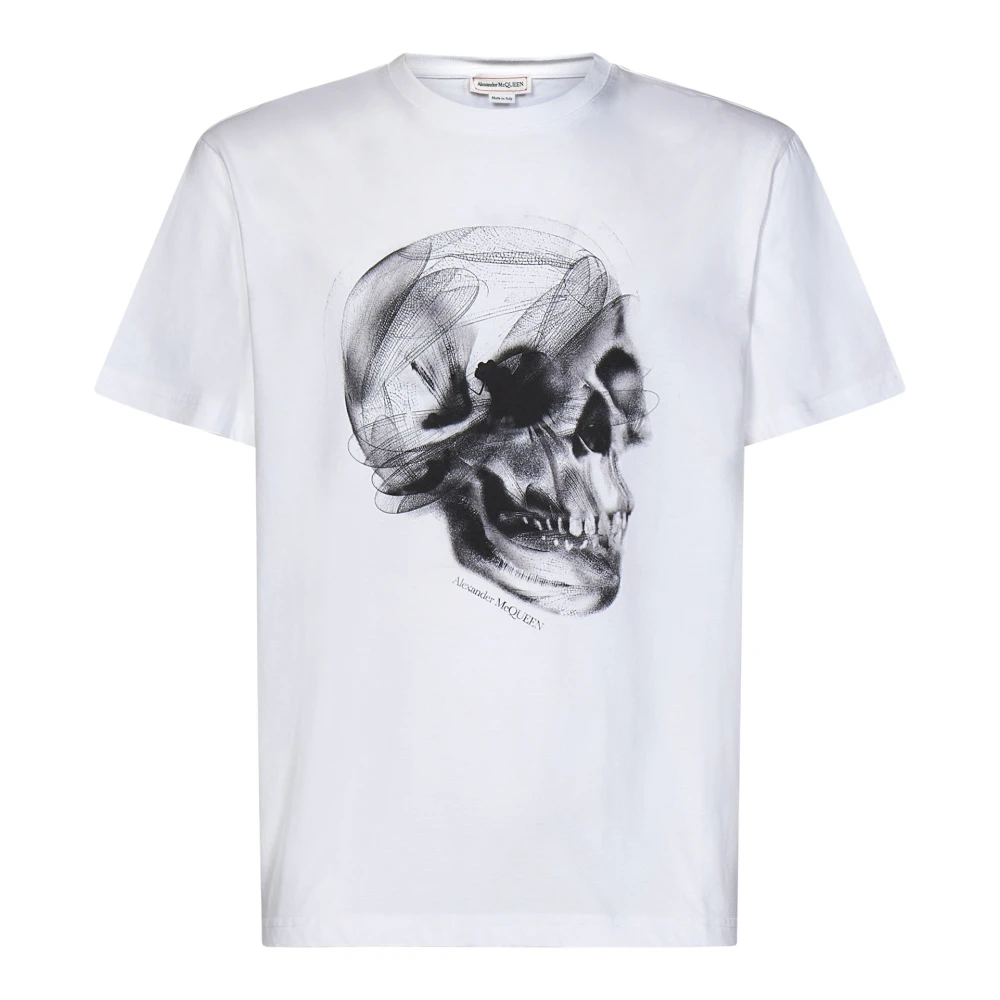 Alexander mcqueen Witte T-shirt met Dragonfly Skull Print White Heren