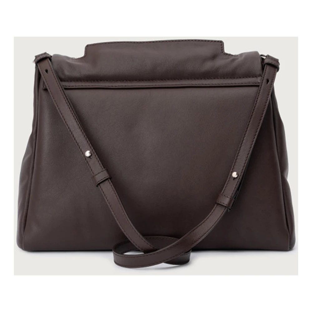 Orciani Stoere Media Leren Tas in Chocolade Brown Dames