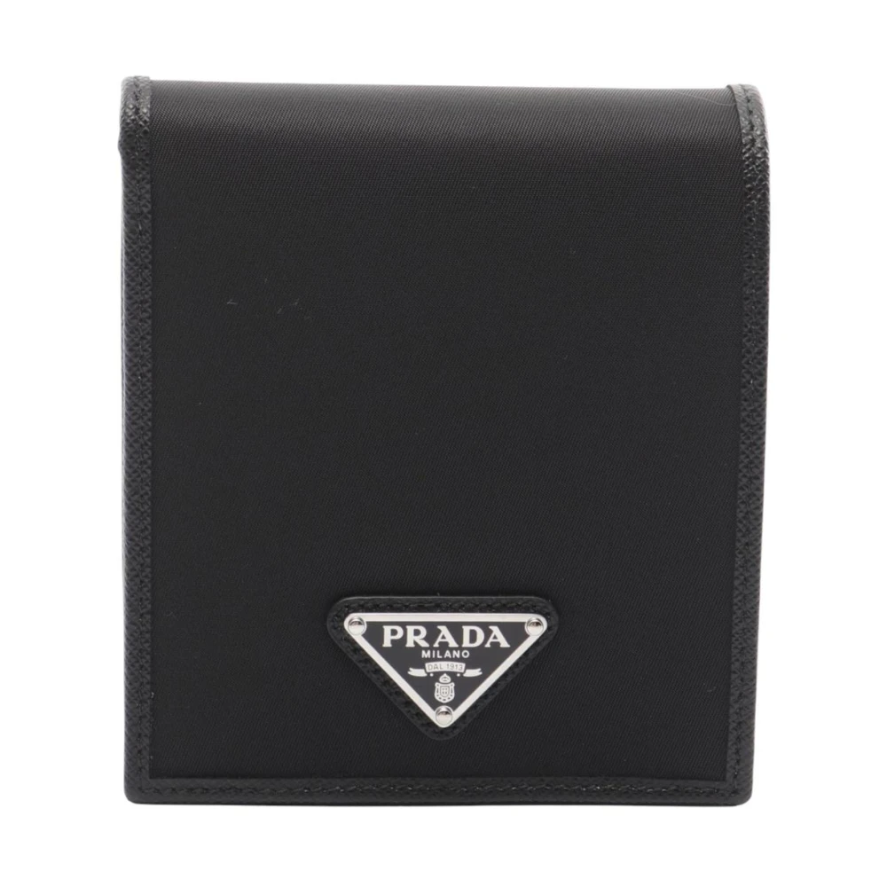 Prada Vintage Women's Black Pre-Owned Vintage Nylon Tri-Fold Wallet