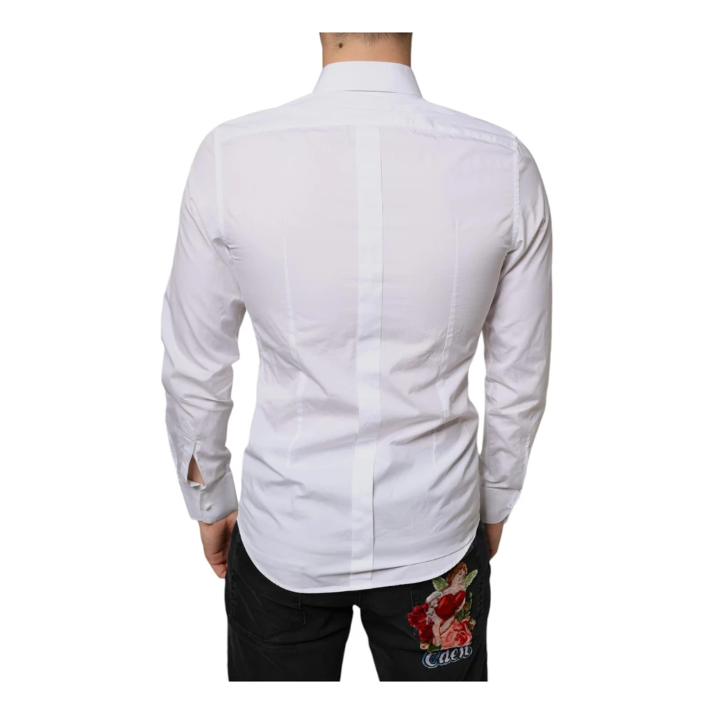 Dolce & Gabbana Slim Fit Katoenen Overhemd Wit White Heren