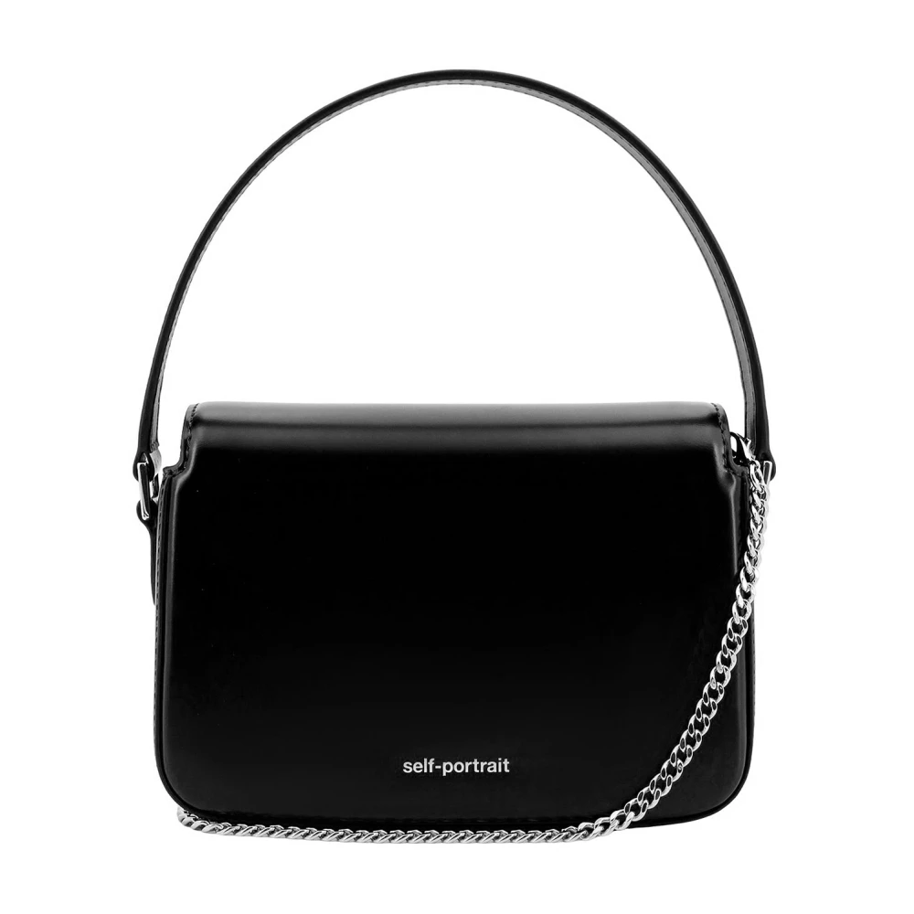 Self Portrait Zwarte handtas met strass en klep Black Dames