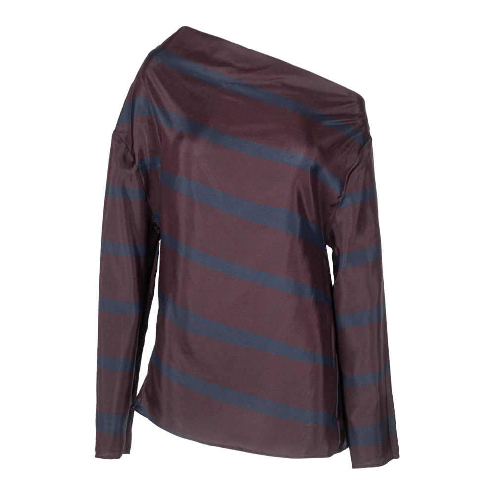 Alysi Elegante Blauwe Blouse Brown Dames