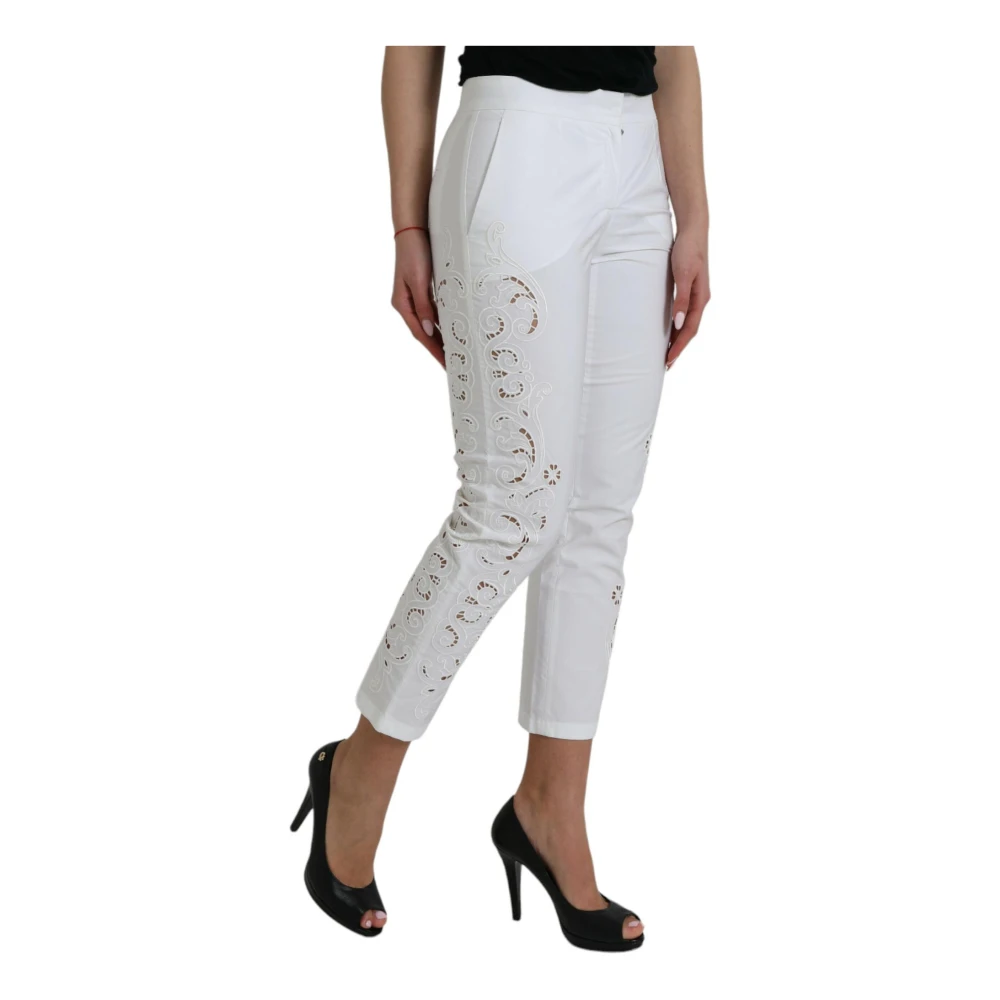 Dolce & Gabbana Luxe Tapered Mid Waist Broek White Dames