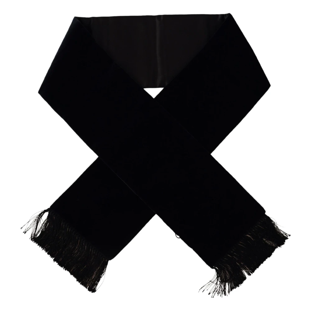 Dolce & Gabbana Elegante donkerblauwe katoen-zijden sjaal Black Unisex