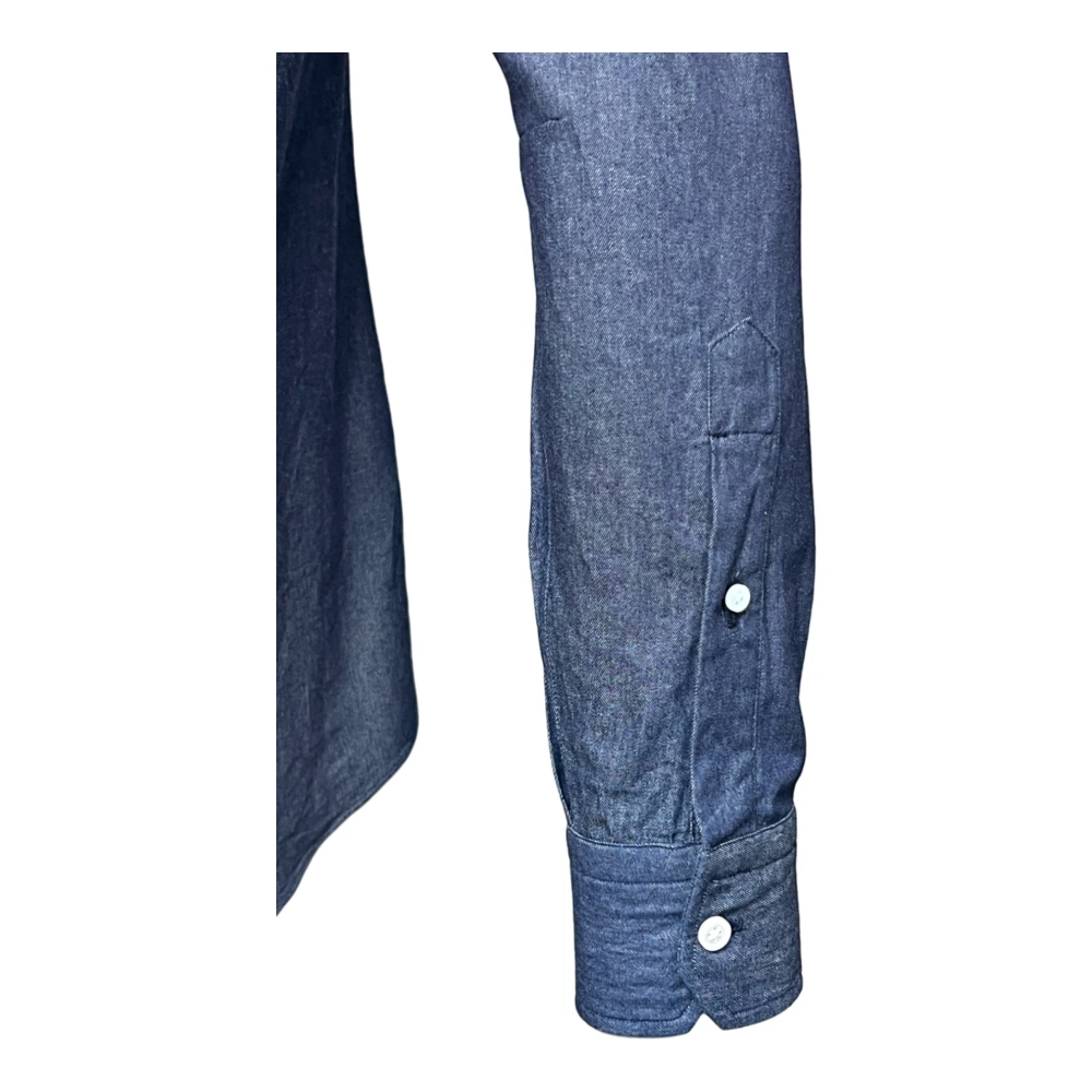 Salvatore Piccolo Denim overhemd donkerblauw fijn Blue Heren