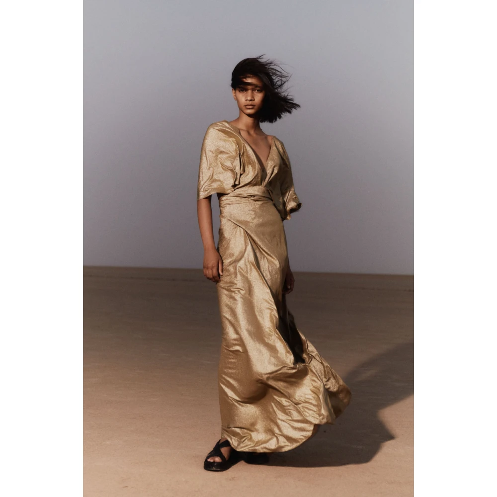 Cortana Martina Zijden Metallic Gouden Jurk Yellow Dames