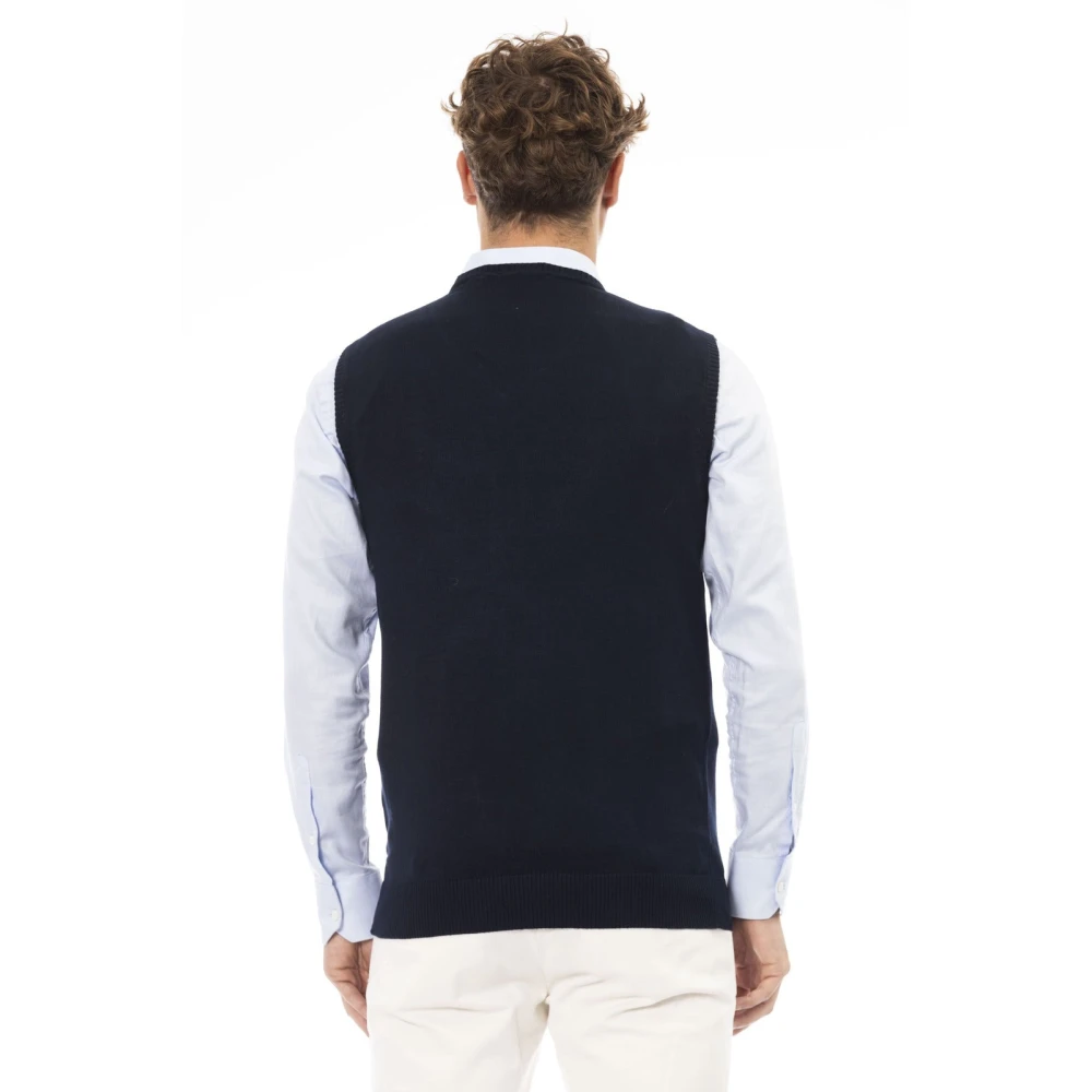Alpha Studio V-hals Gebreid Vest Regular Fit Blue Heren