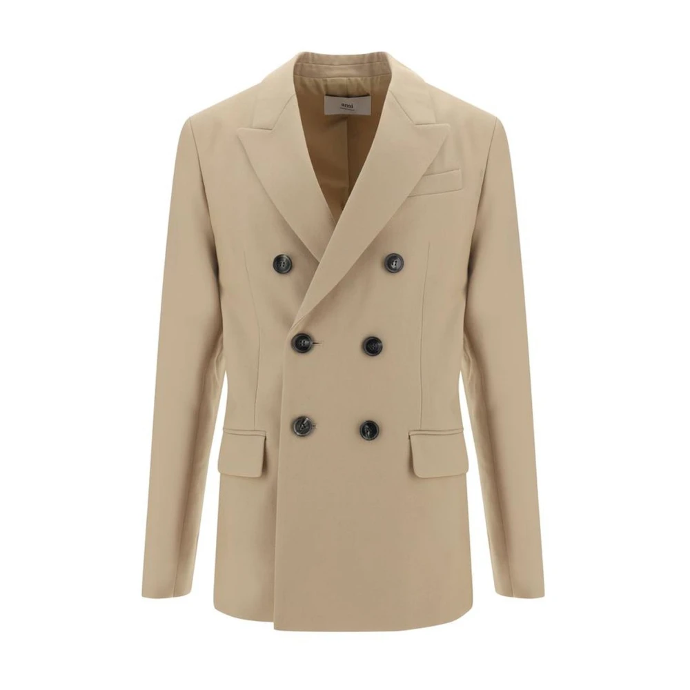Ami Paris Double-Breasted wollen blazer met peaked revers Brown Heren