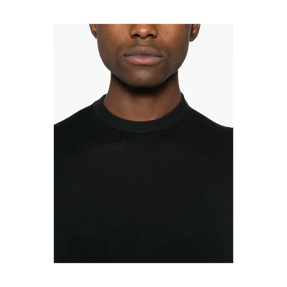 Fedeli Zwarte Crew Neck Sweater Lange Mouwen Black Heren