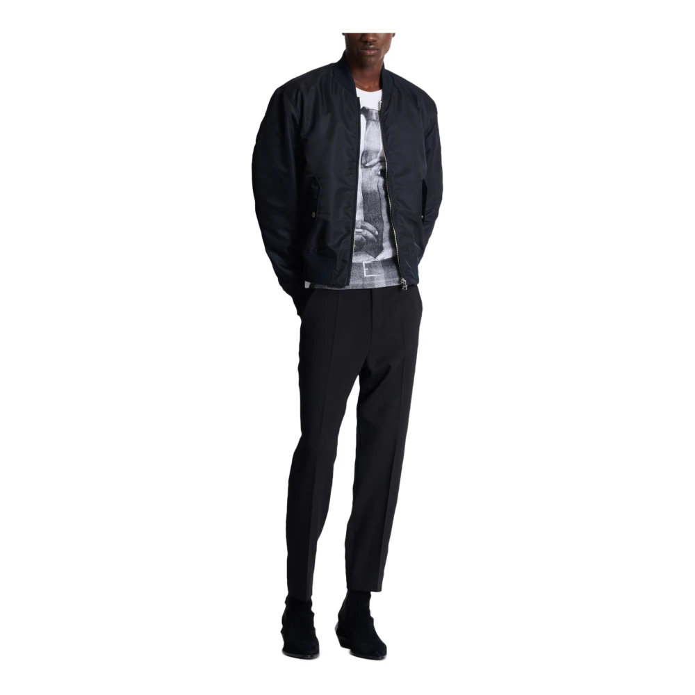 Balmain Bomberjack met borduursel op de rug Blue Heren