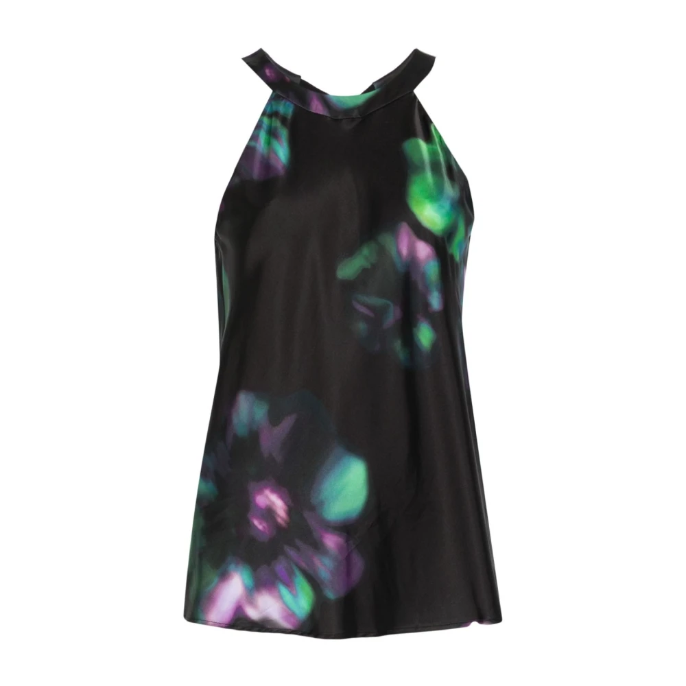 Pinko Women's Black Sleeveless Tops, L, Satin Sleeveless Tank Top