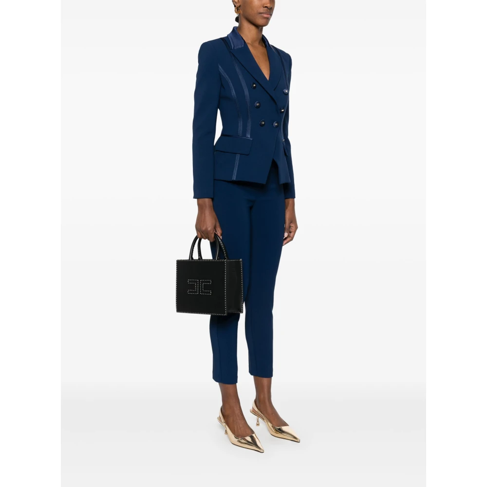Elisabetta Franchi Zwarte Leren Handtas 110 Borsa Black Dames