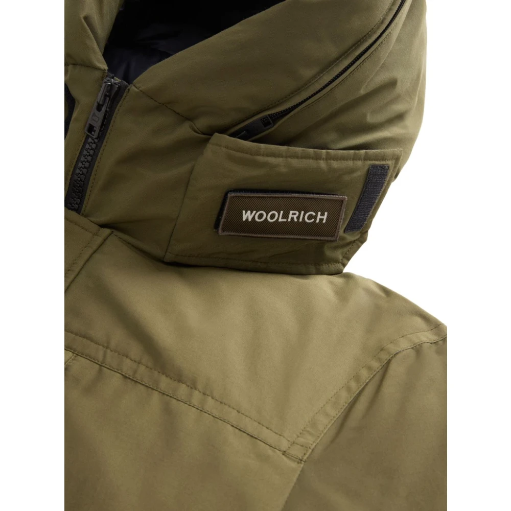Woolrich Groene Gewatteerde Jas met Logopatch Green Heren