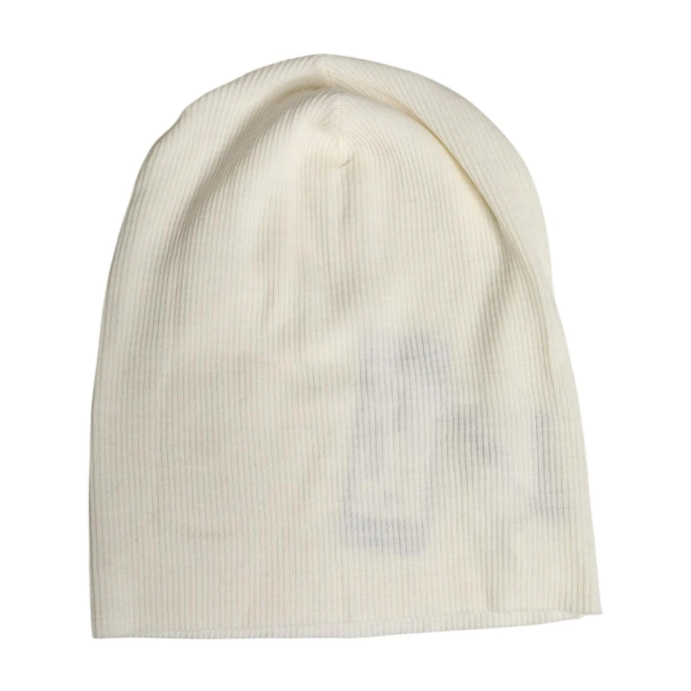 Dolce & Gabbana Men's Beige Wool Blend Knitted Beanie Cap