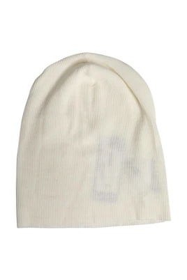 Beige Stickad Mössa i Ullblandning