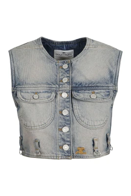 Multiflex Denim Cropped Vest