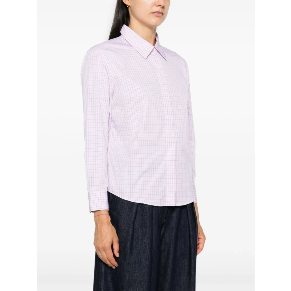 Dries Van Noten Roze Geruit Patroon Overhemd Pink Dames