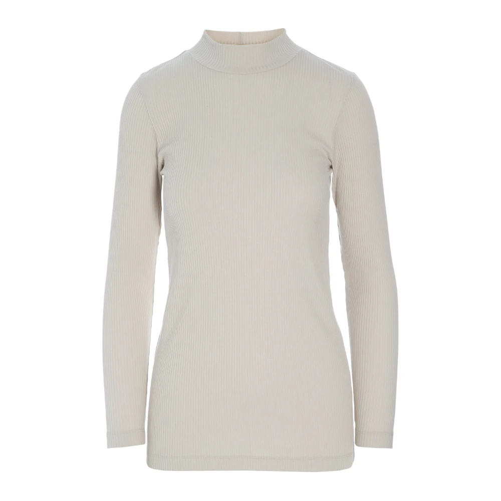 Bitte Kai Rand Rib Hoge Hals Blouse Ivory Beige Dames